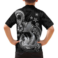 Hawaii Mermaid Monotone Kid Hawaiian Shirt Polynesian Pattern Fish Hook LT01 - Polynesian Pride