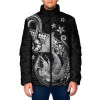 Hawaii Mermaid Monotone Padded Jacket Polynesian Pattern Fish Hook