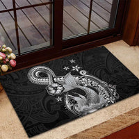 Hawaii Mermaid Monotone Rubber Doormat Polynesian Pattern Fish Hook