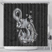 Hawaii Mermaid Monotone Shower Curtain Polynesian Pattern Fish Hook
