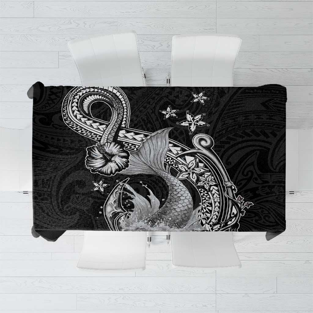 Hawaii Mermaid Monotone Tablecloth Polynesian Pattern Fish Hook