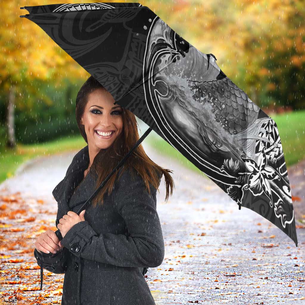 Hawaii Mermaid Monotone Umbrella Polynesian Pattern Fish Hook
