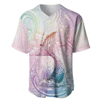 Hawaii Mermaid Sweet Pastel Baseball Jersey Polynesian Pattern Fish Hook