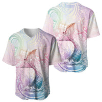 Hawaii Mermaid Sweet Pastel Baseball Jersey Polynesian Pattern Fish Hook