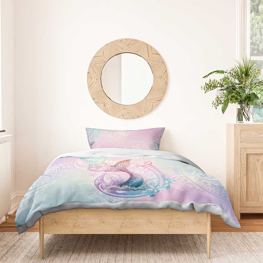 Hawaii Mermaid Sweet Pastel Bedding Set Polynesian Pattern Fish Hook