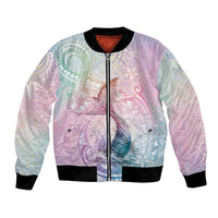 Hawaii Mermaid Sweet Pastel Bomber Jacket Polynesian Pattern Fish Hook