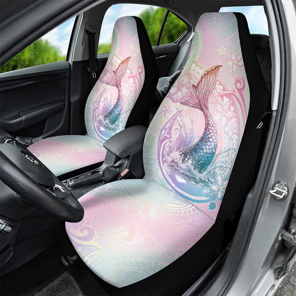 Hawaii Mermaid Sweet Pastel Car Seat Cover Polynesian Pattern Fish Hook