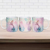 Hawaii Mermaid Sweet Pastel Ceramic Mug Polynesian Pattern Fish Hook