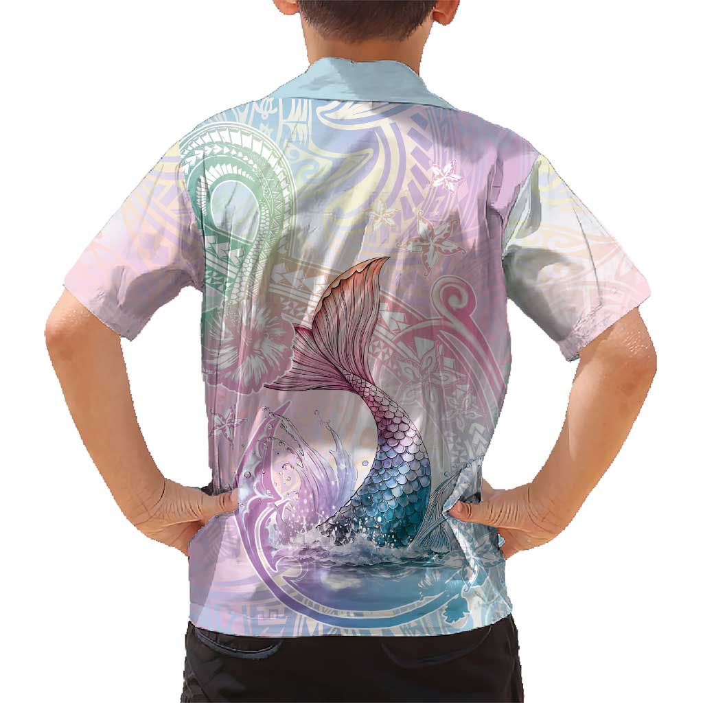 Hawaii Mermaid Sweet Pastel Family Matching Mermaid Dress and Hawaiian Shirt Polynesian Pattern Fish Hook LT01 - Polynesian Pride