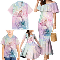 Hawaii Mermaid Sweet Pastel Family Matching Mermaid Dress and Hawaiian Shirt Polynesian Pattern Fish Hook LT01 - Polynesian Pride