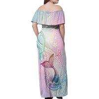 Hawaii Mermaid Sweet Pastel Family Matching Off Shoulder Maxi Dress and Hawaiian Shirt Polynesian Pattern Fish Hook LT01 - Polynesian Pride