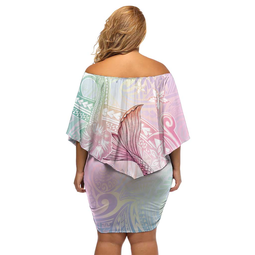 Hawaii Mermaid Sweet Pastel Family Matching Off Shoulder Short Dress and Hawaiian Shirt Polynesian Pattern Fish Hook LT01 - Polynesian Pride