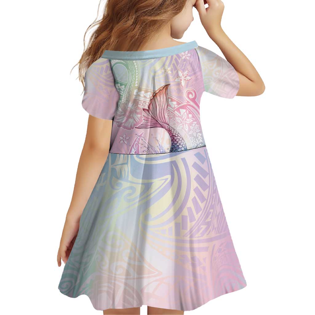 Hawaii Mermaid Sweet Pastel Family Matching Puletasi and Hawaiian Shirt Polynesian Pattern Fish Hook