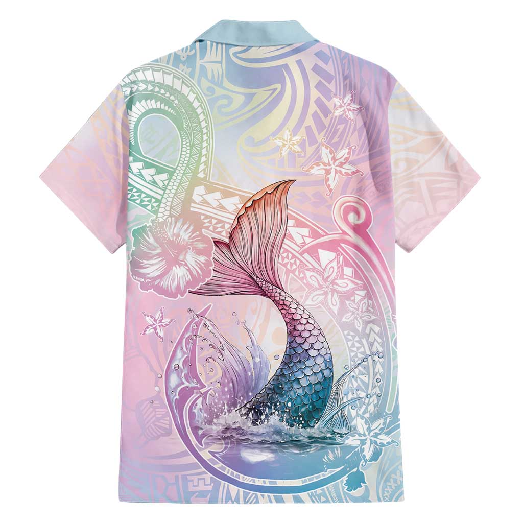 Hawaii Mermaid Sweet Pastel Family Matching Short Sleeve Bodycon Dress and Hawaiian Shirt Polynesian Pattern Fish Hook LT01 - Polynesian Pride