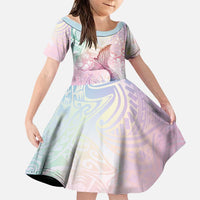 Hawaii Mermaid Sweet Pastel Family Matching Summer Maxi Dress and Hawaiian Shirt Polynesian Pattern Fish Hook LT01 Daughter's Dress Multicolor - Polynesian Pride