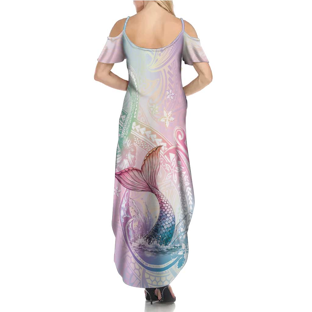 Hawaii Mermaid Sweet Pastel Family Matching Summer Maxi Dress and Hawaiian Shirt Polynesian Pattern Fish Hook LT01 - Polynesian Pride