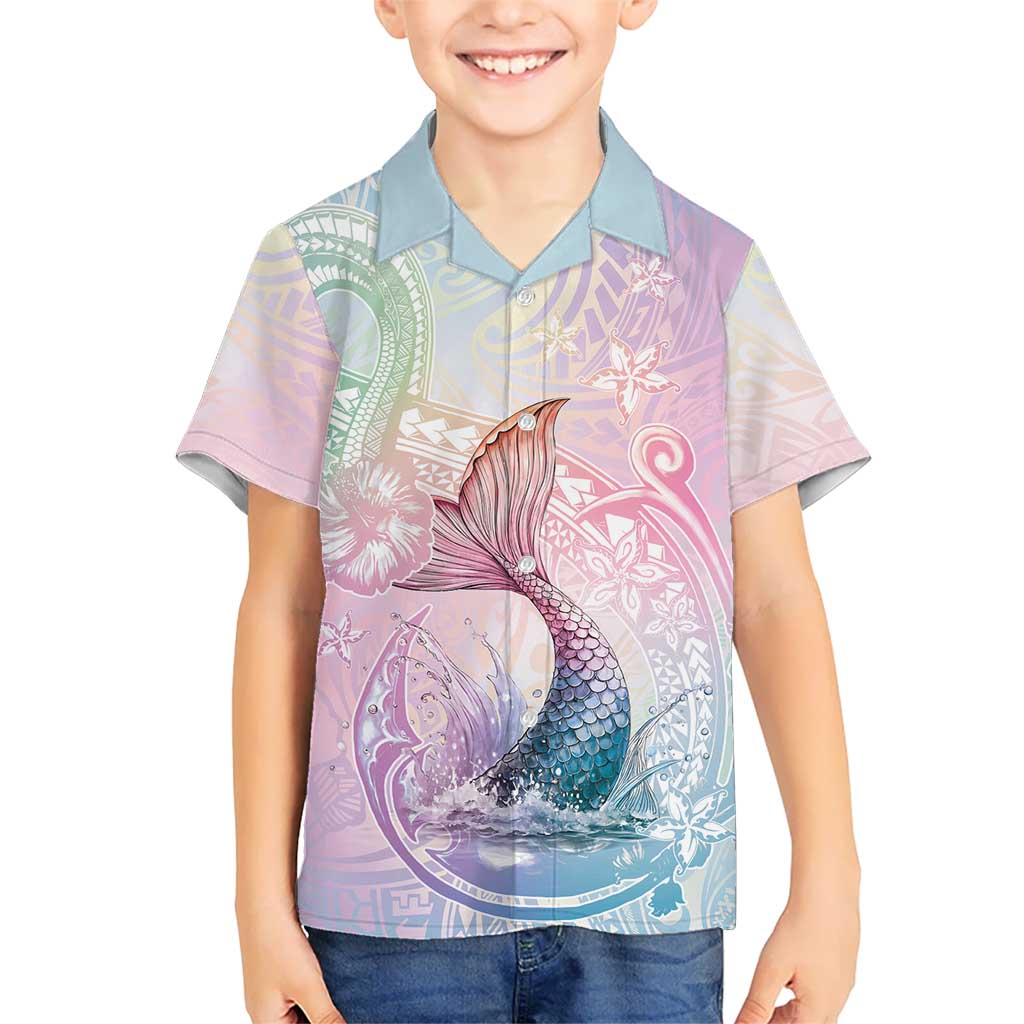 Hawaii Mermaid Sweet Pastel Family Matching Summer Maxi Dress and Hawaiian Shirt Polynesian Pattern Fish Hook LT01 Son's Shirt Multicolor - Polynesian Pride