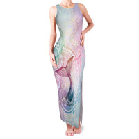 Hawaii Mermaid Sweet Pastel Family Matching Tank Maxi Dress and Hawaiian Shirt Polynesian Pattern Fish Hook LT01 Mom's Dress Multicolor - Polynesian Pride