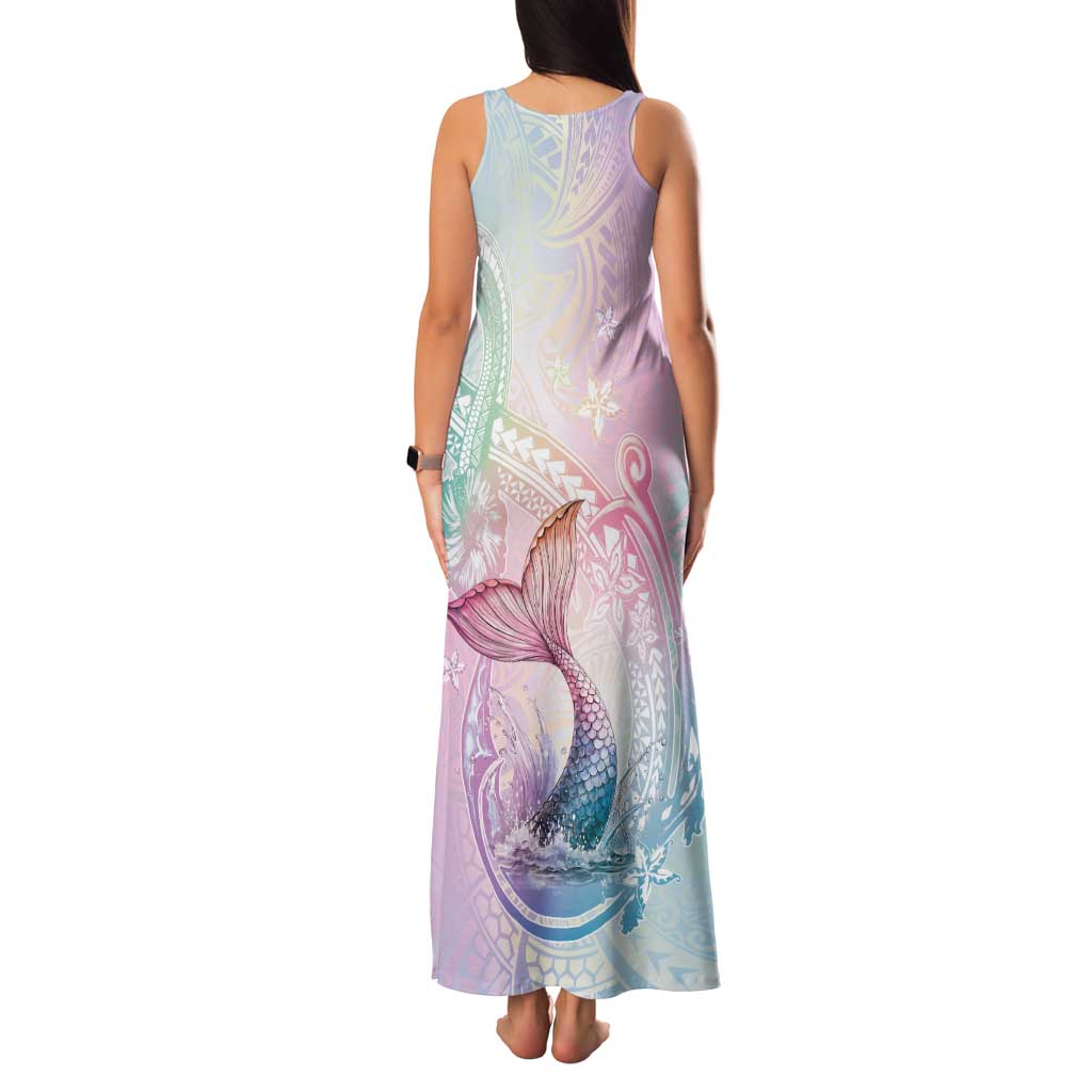Hawaii Mermaid Sweet Pastel Family Matching Tank Maxi Dress and Hawaiian Shirt Polynesian Pattern Fish Hook LT01 - Polynesian Pride