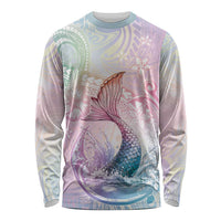 Hawaii Mermaid Sweet Pastel Long Sleeve Shirt Polynesian Pattern Fish Hook