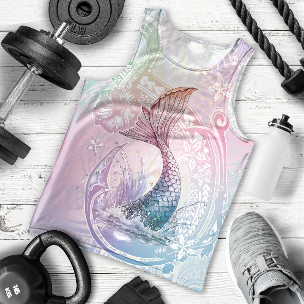 Hawaii Mermaid Sweet Pastel Men Tank Top Polynesian Pattern Fish Hook