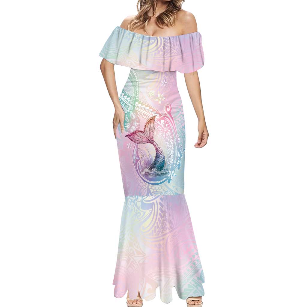 Hawaii Mermaid Sweet Pastel Mermaid Dress Polynesian Pattern Fish Hook LT01 - Polynesian Pride