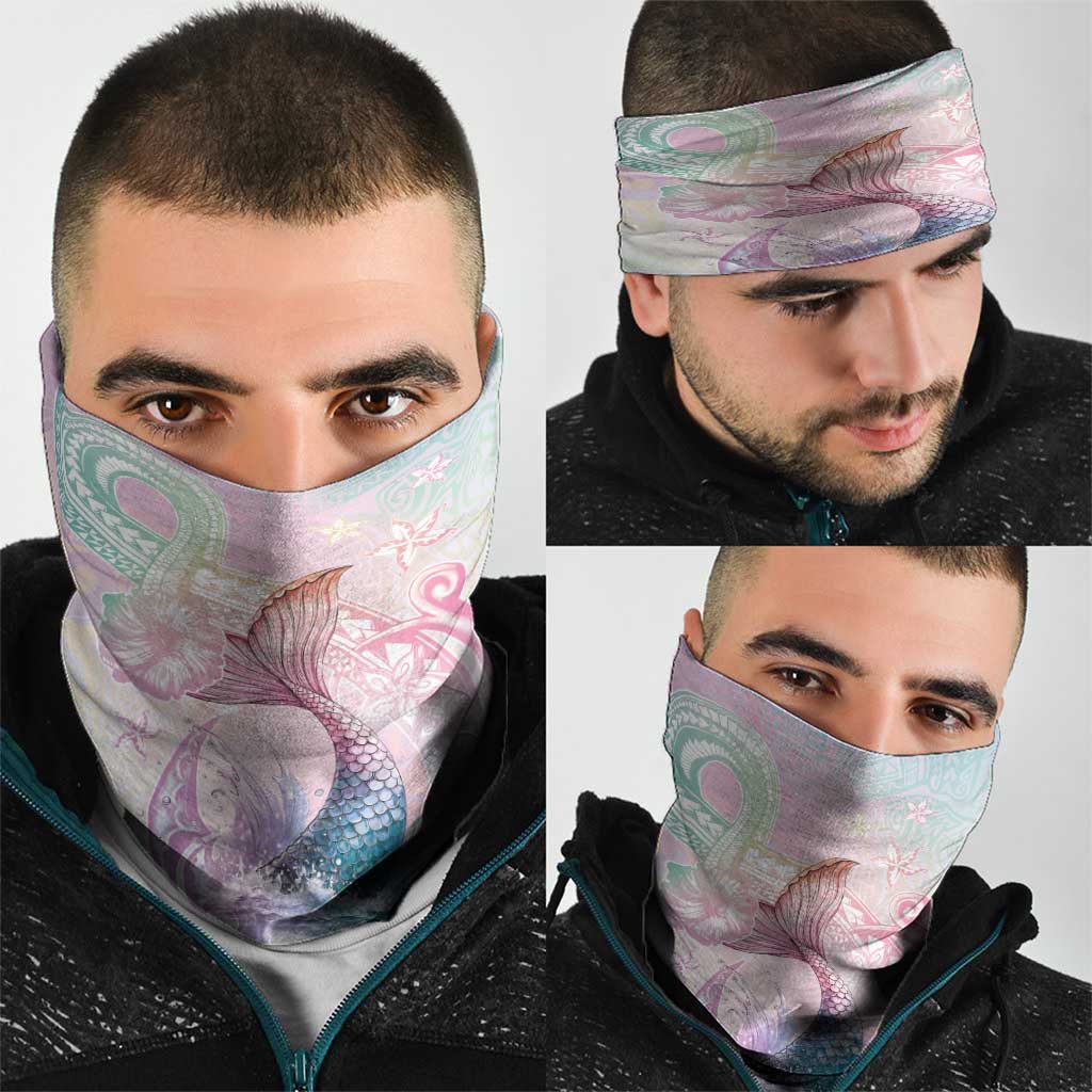 Hawaii Mermaid Sweet Pastel Neck Gaiter Polynesian Pattern Fish Hook