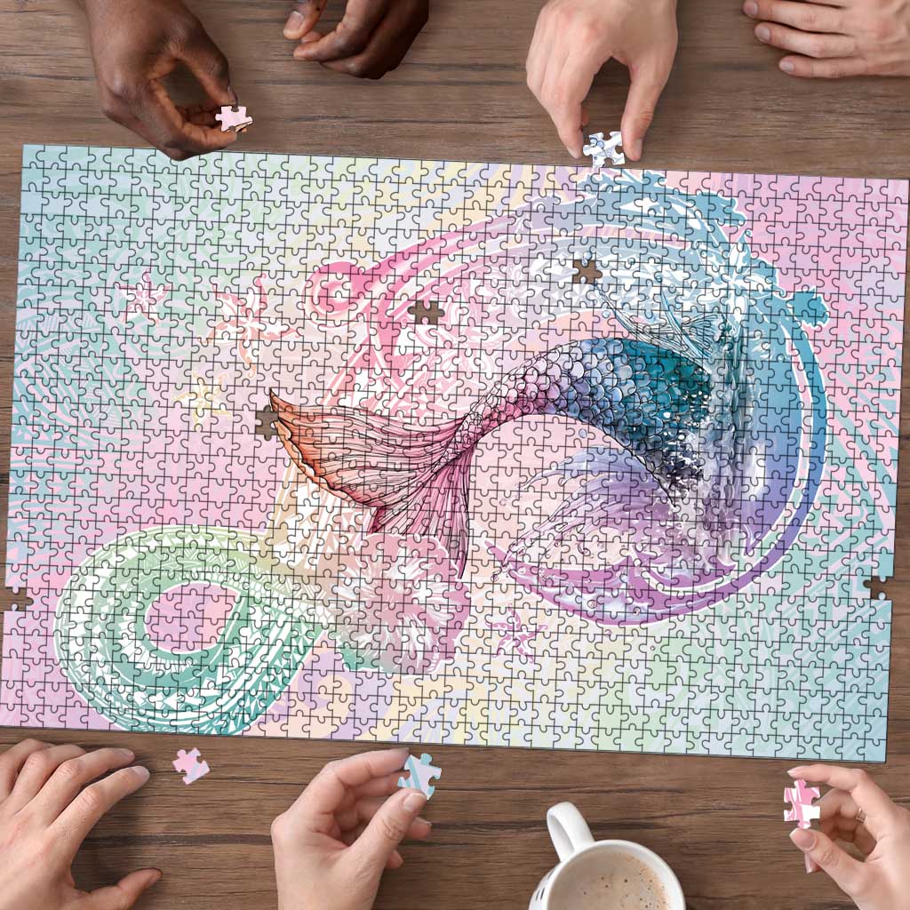 Hawaii Mermaid Sweet Pastel Puzzle Polynesian Pattern Fish Hook