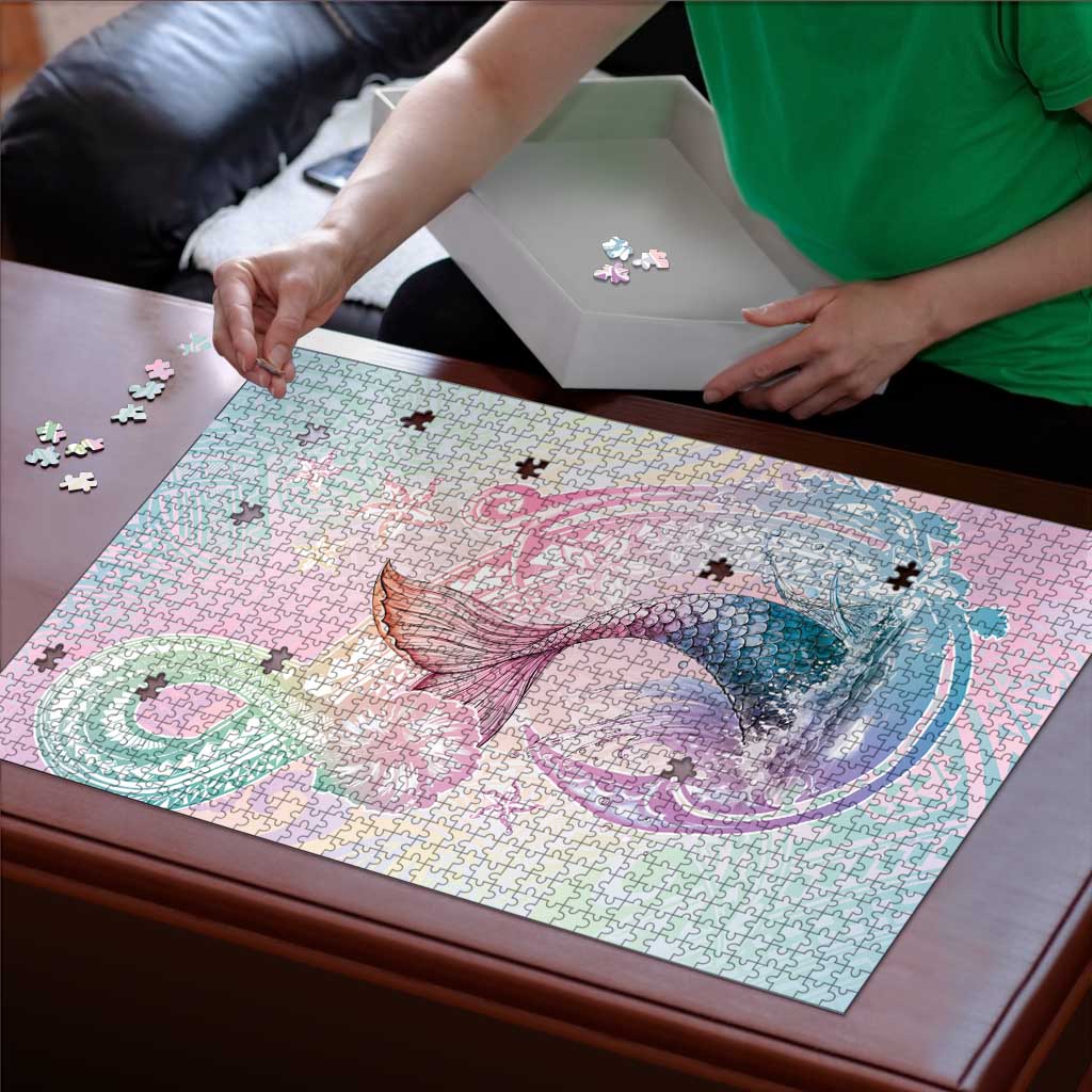 Hawaii Mermaid Sweet Pastel Puzzle Polynesian Pattern Fish Hook