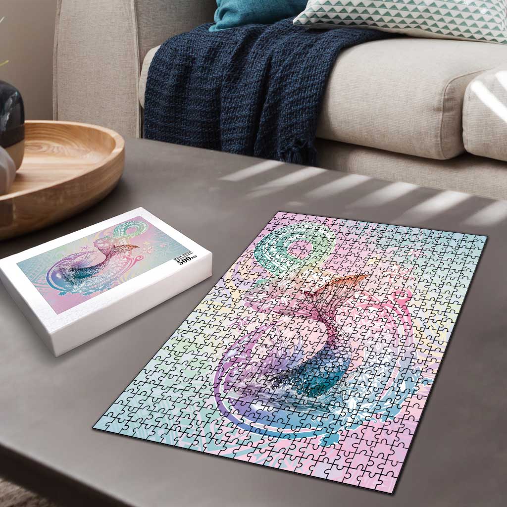 Hawaii Mermaid Sweet Pastel Puzzle Polynesian Pattern Fish Hook