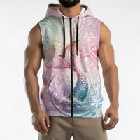 Hawaii Mermaid Sweet Pastel Sleeveless Zip Hoodie Polynesian Pattern Fish Hook LT01 - Polynesian Pride
