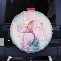 Hawaii Mermaid Sweet Pastel Spare Tire Cover Polynesian Pattern Fish Hook LT01 No hole Multicolor - Polynesian Pride