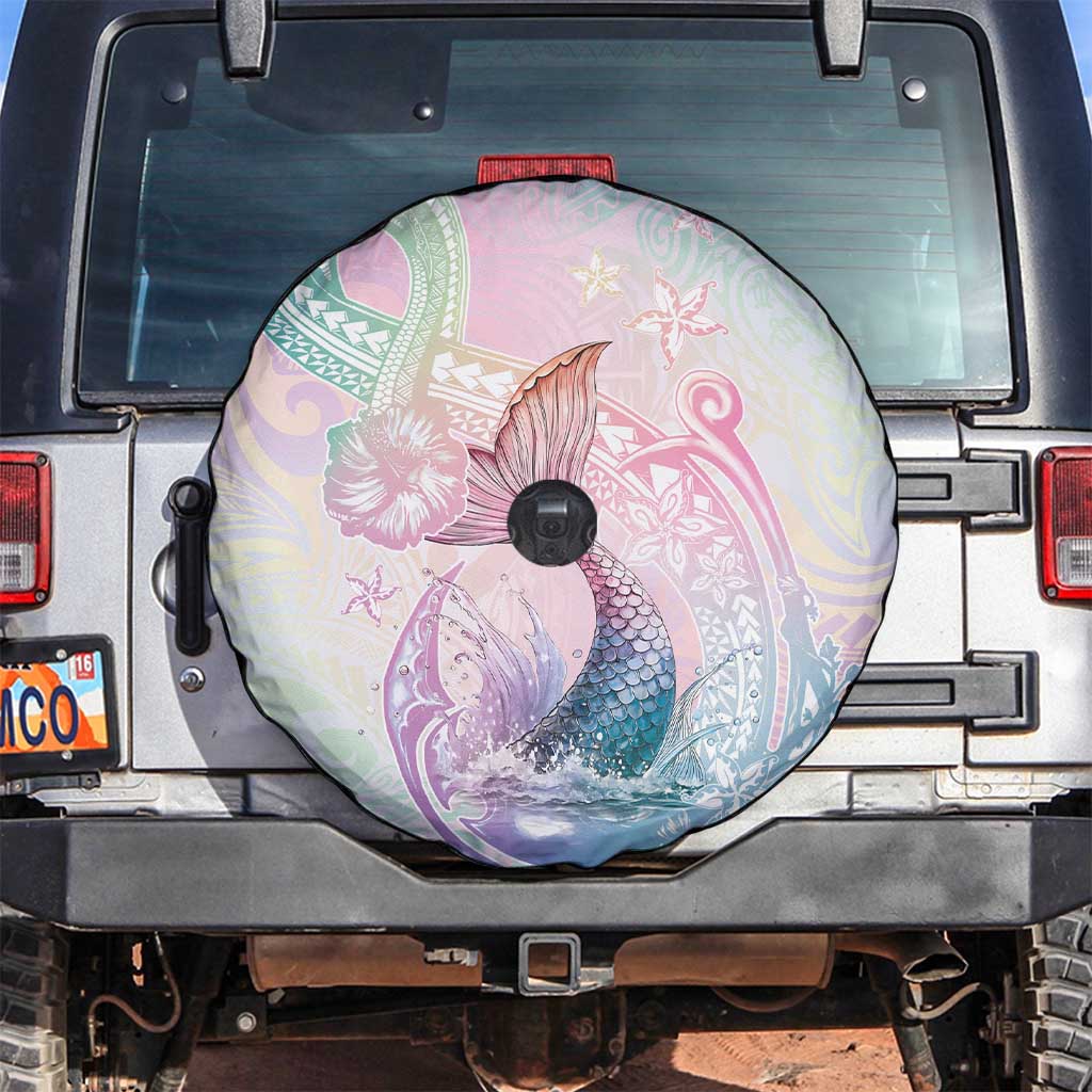 Hawaii Mermaid Sweet Pastel Spare Tire Cover Polynesian Pattern Fish Hook LT01 Multicolor - Polynesian Pride