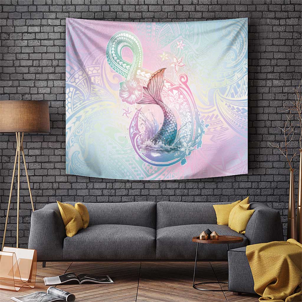 Hawaii Mermaid Sweet Pastel Tapestry Polynesian Pattern Fish Hook