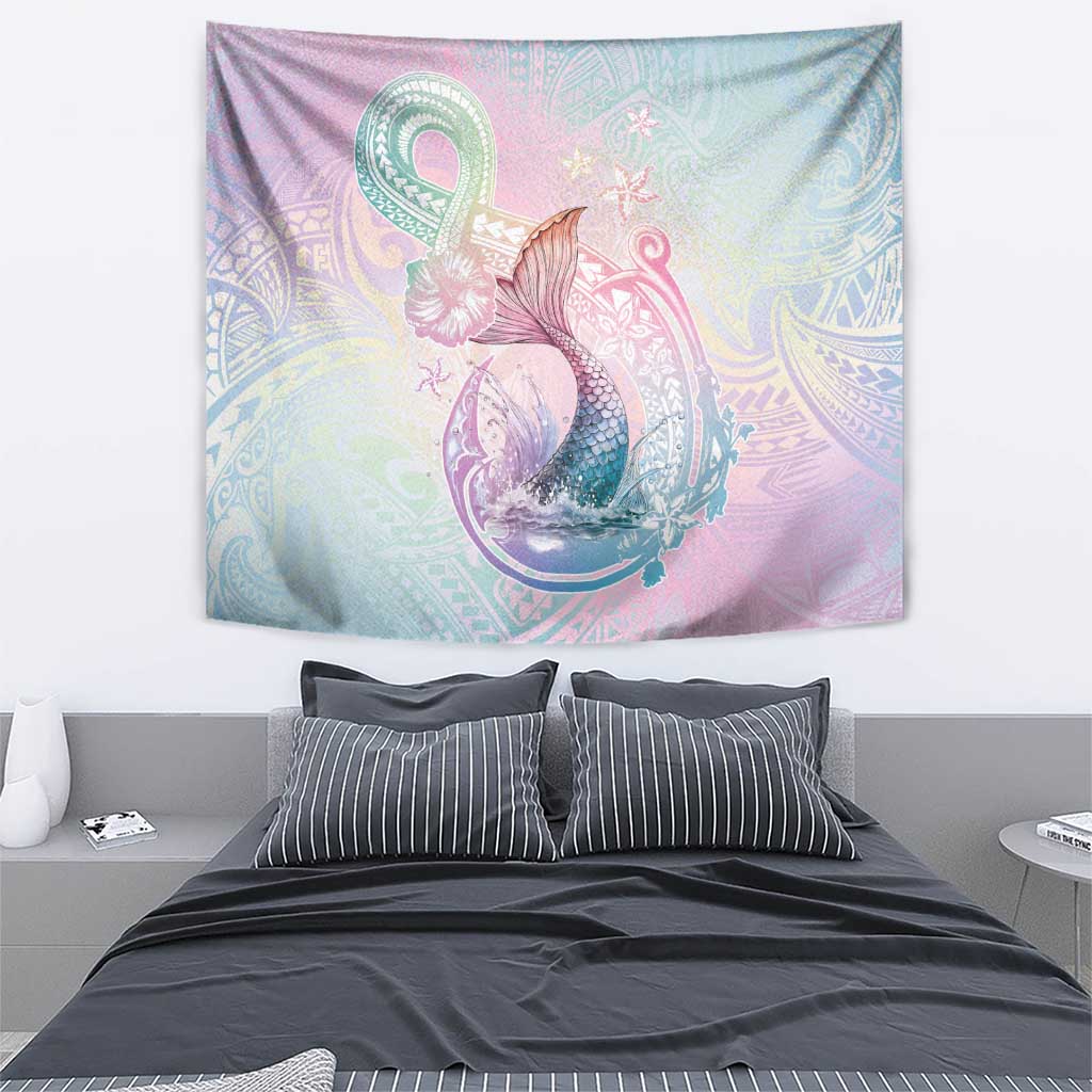 Hawaii Mermaid Sweet Pastel Tapestry Polynesian Pattern Fish Hook