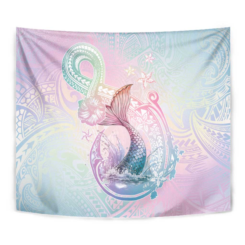 Hawaii Mermaid Sweet Pastel Tapestry Polynesian Pattern Fish Hook