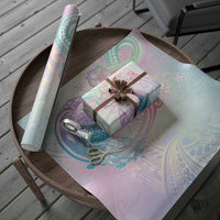 Hawaii Mermaid Sweet Pastel Wrapping Paper Polynesian Pattern Fish Hook
