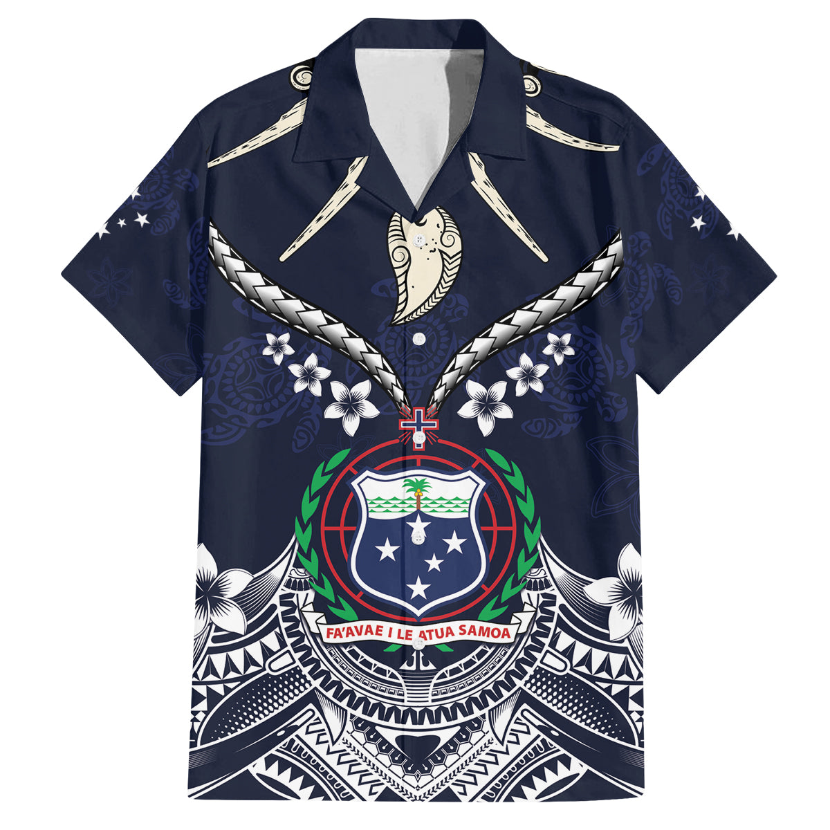 Samoa Independence Day Family Matching Long Sleeve Bodycon Dress and Hawaiian Shirt Ula Nifo Mix Turtle LT01 Dad's Shirt - Short Sleeve Blue - Polynesian Pride