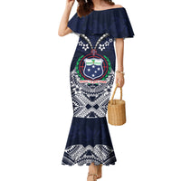 Samoa Independence Day Family Matching Mermaid Dress and Hawaiian Shirt Ula Nifo Mix Turtle LT01 Mom's Dress Blue - Polynesian Pride