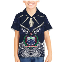 Samoa Independence Day Family Matching Mermaid Dress and Hawaiian Shirt Ula Nifo Mix Turtle LT01 Son's Shirt Blue - Polynesian Pride