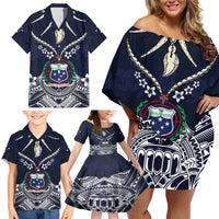 Samoa Independence Day Family Matching Off Shoulder Short Dress and Hawaiian Shirt Ula Nifo Mix Turtle LT01 - Polynesian Pride
