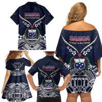 Samoa Independence Day Family Matching Off Shoulder Short Dress and Hawaiian Shirt Ula Nifo Mix Turtle LT01 - Polynesian Pride