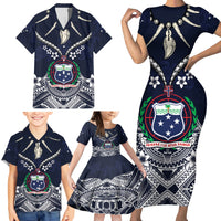 Samoa Independence Day Family Matching Short Sleeve Bodycon Dress and Hawaiian Shirt Ula Nifo Mix Turtle LT01 - Polynesian Pride