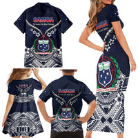 Samoa Independence Day Family Matching Short Sleeve Bodycon Dress and Hawaiian Shirt Ula Nifo Mix Turtle LT01 - Polynesian Pride