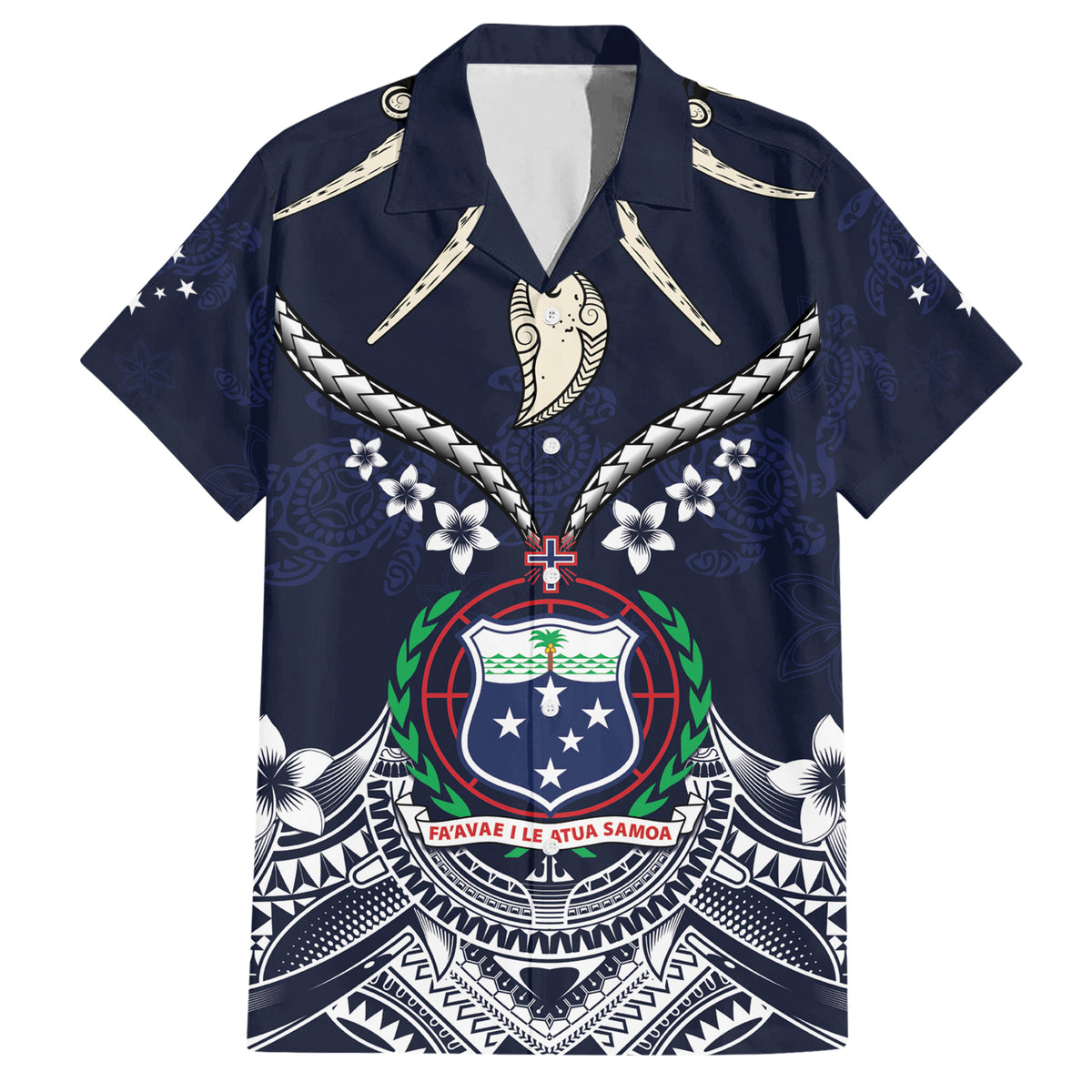 Samoa Independence Day Family Matching Short Sleeve Bodycon Dress and Hawaiian Shirt Ula Nifo Mix Turtle LT01 Dad's Shirt - Short Sleeve Blue - Polynesian Pride
