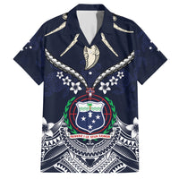 Samoa Independence Day Family Matching Short Sleeve Bodycon Dress and Hawaiian Shirt Ula Nifo Mix Turtle LT01 Dad's Shirt - Short Sleeve Blue - Polynesian Pride