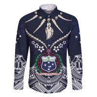 Samoa Independence Day Family Matching Short Sleeve Bodycon Dress and Hawaiian Shirt Ula Nifo Mix Turtle LT01 Dad's Shirt - Long Sleeve Blue - Polynesian Pride