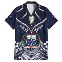 Samoa Independence Day Family Matching Tank Maxi Dress and Hawaiian Shirt Ula Nifo Mix Turtle LT01 Dad's Shirt - Short Sleeve Blue - Polynesian Pride