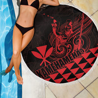 King Kamehameha Day Beach Blanket Kakau Polynesian Pattern