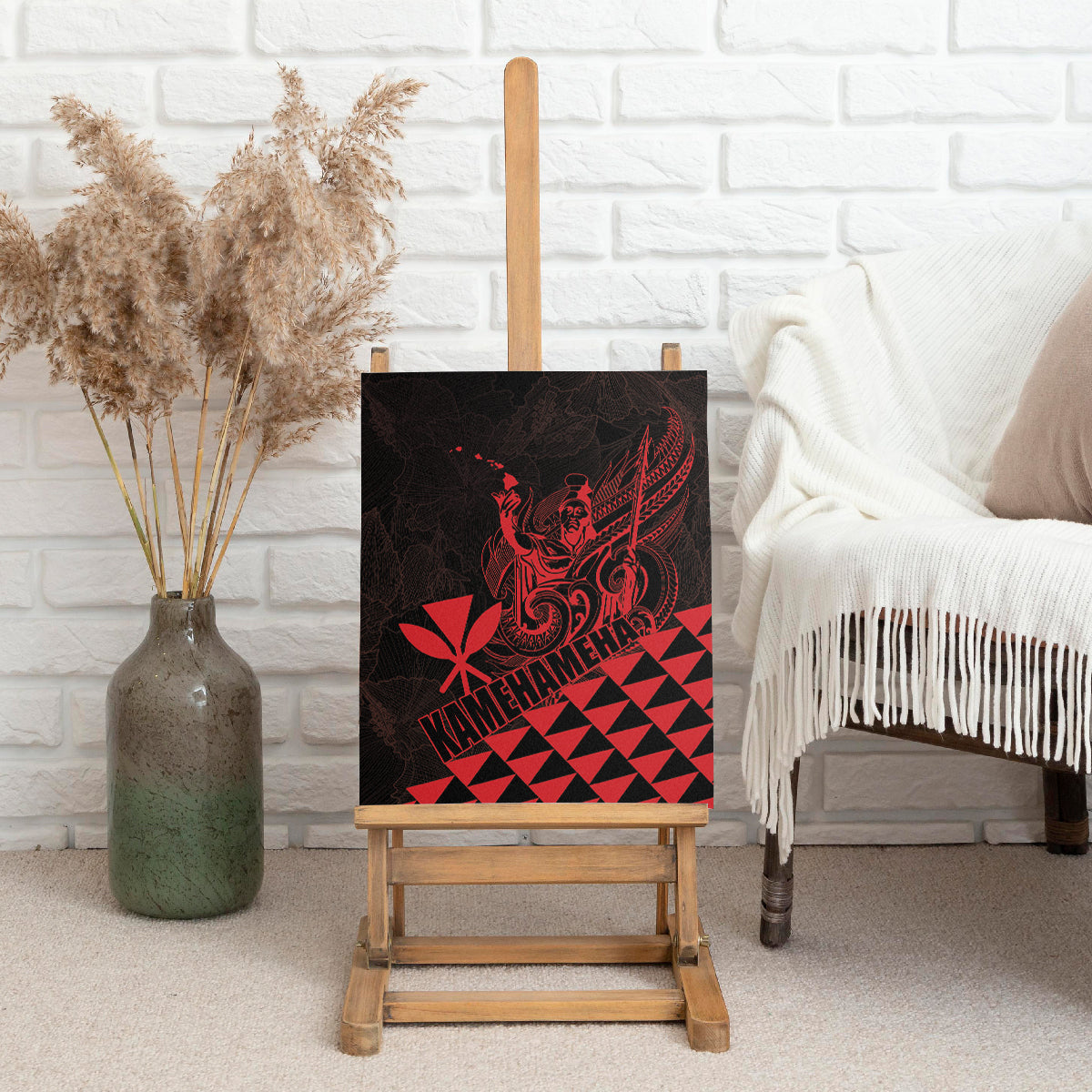 King Kamehameha Day Canvas Wall Art Kakau Polynesian Pattern